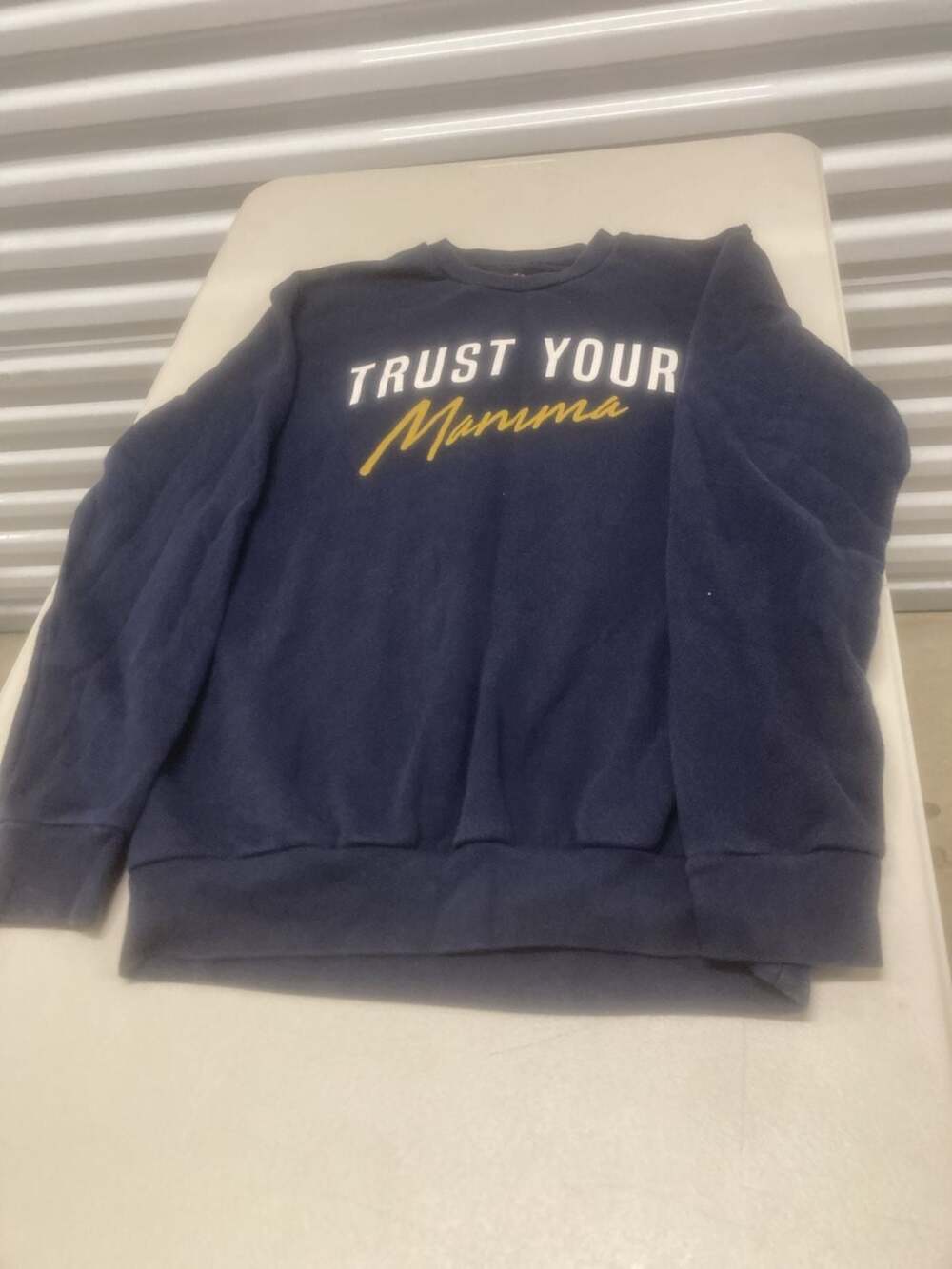 Zara Navy Trust Your Mamma Crewneck Sweatshirt